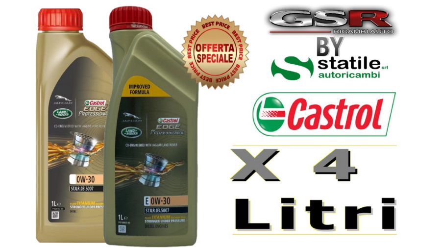 4 Litri Olio-Lubrificante Castrol Edge 0w30 E Jaguar Lt.1